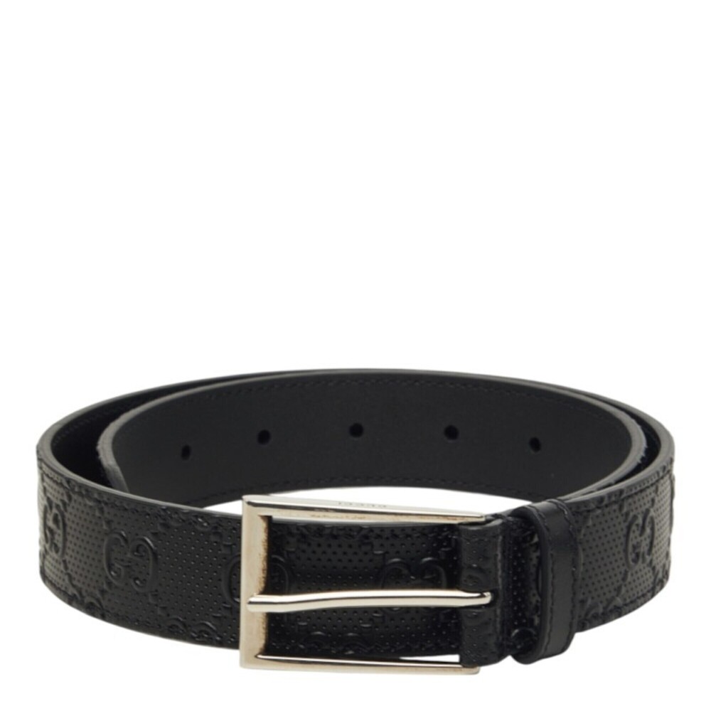 Gucci Guccissima Belt, Size 70 (28), 474313, Black Leather, Men's.